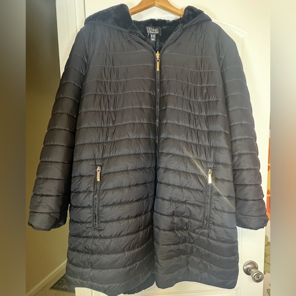 Dennis Basso Black Reversible Puffer with Faux Fur Reversible Coat, size 3X - Picture 1 of 7